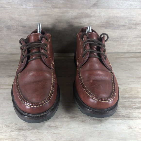 LL Bean Leather Derby Shoe Vibram Gumlite Lug Sole Brown Men 10 - Picture 3 of 11